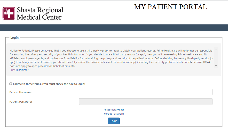 Log Into Shasta Regional Medical Center Patient Portal